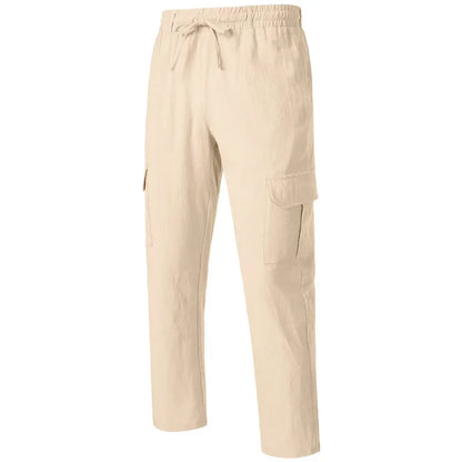 Pantalon cargo ample en coton et lin pour homme Loom & Soul – Pantalon de plage décontracté