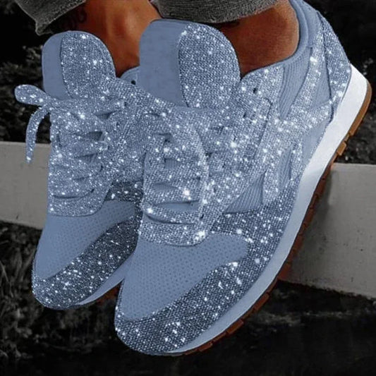 Lunara™ 2024 Bling Mesh Platform Sneakers – Lightweight Casual Lace-Up Shoes for Women