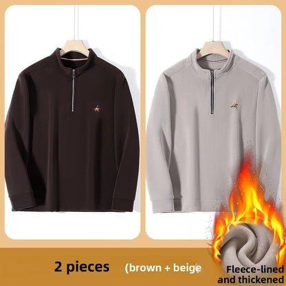 Pull zippé à col montant pour homme – Sweat-shirt en polaire décontracté automne 2025