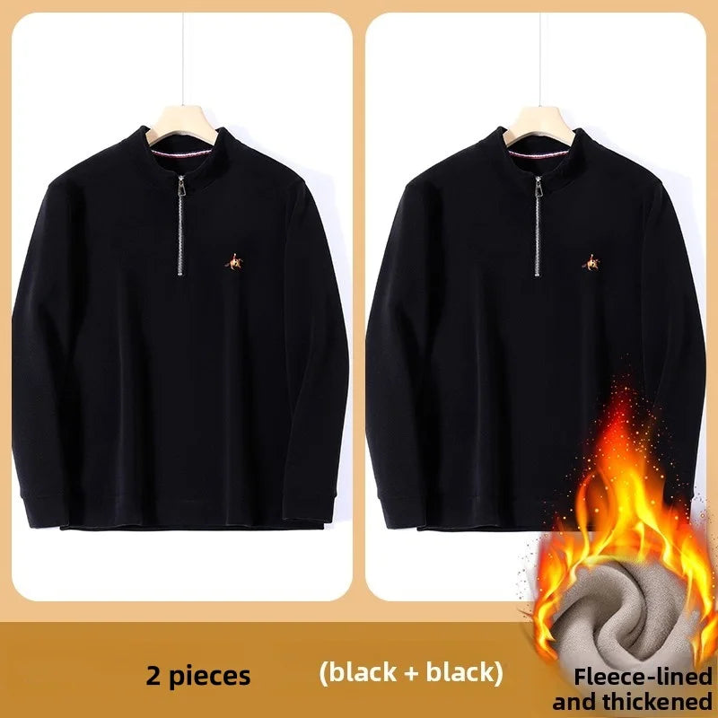 Pull zippé à col montant pour homme – Sweat-shirt en polaire décontracté automne 2025