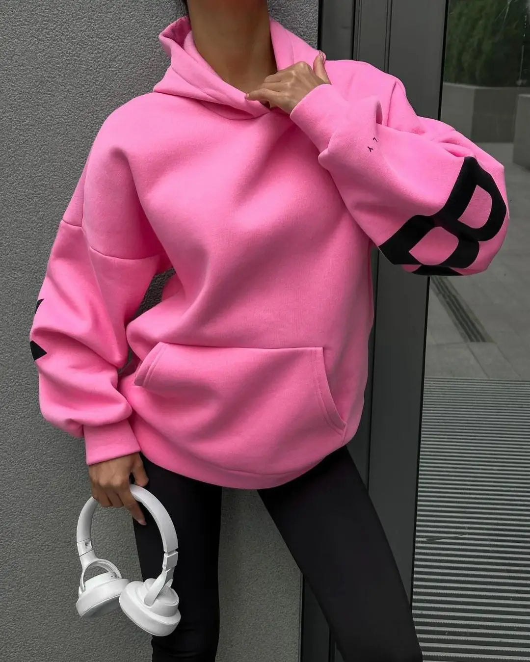 Sweat-shirt à capuche décontracté imprimé pour femme – Coupe ample automne-hiver