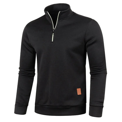 WHWR Men’s Long Turtleneck Zip Pullover Hoodie – Casual Spring & Autumn Sweatshirt