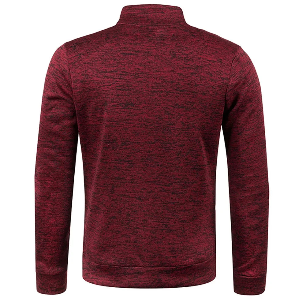 WHWR Men’s Long Turtleneck Zip Pullover Hoodie – Casual Spring & Autumn Sweatshirt