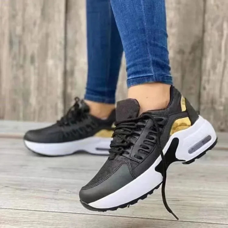 RanLinli™ Mixed-Color Canvas Sneakers – Lace-Up Casual Flats for Women