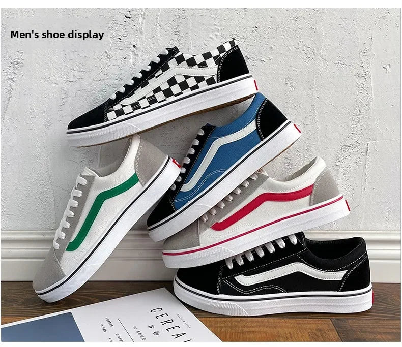 Baskets en toile à carreaux pour homme – Chaussures décontractées légères à lacets