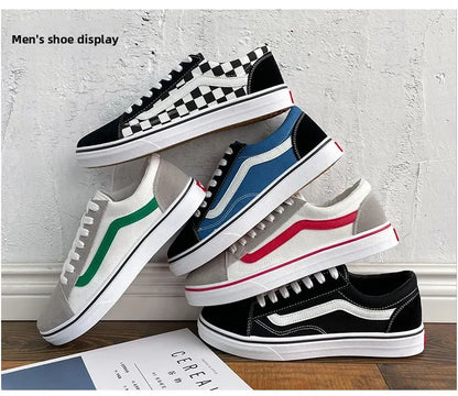 Baskets en toile à carreaux pour homme – Chaussures décontractées légères à lacets