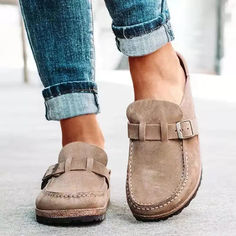 Sabots Gacimy™ en liège pour femme – Mules en cuir à boucle ajustable avec soutien de la voûte plantaire