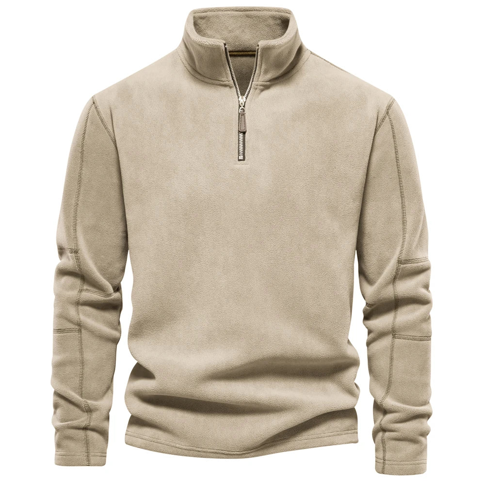 AIOPESON Men’s Thick Fleece Pullover – Turn-Down Collar Winter Sweatshirt
