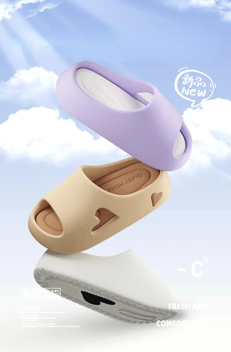 Women’s Love Heart Cloud Slippers – Non-Slip EVA Platform Sandals Indoor/Outdoor