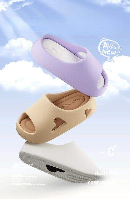 Women’s Love Heart Cloud Slippers – Non-Slip EVA Platform Sandals Indoor/Outdoor