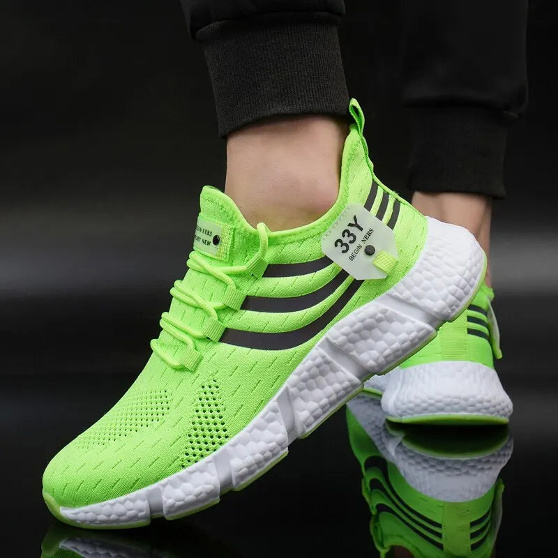 Men’s Lace-Up Mesh Sneakers – Lightweight Breathable Casual Walking Shoes