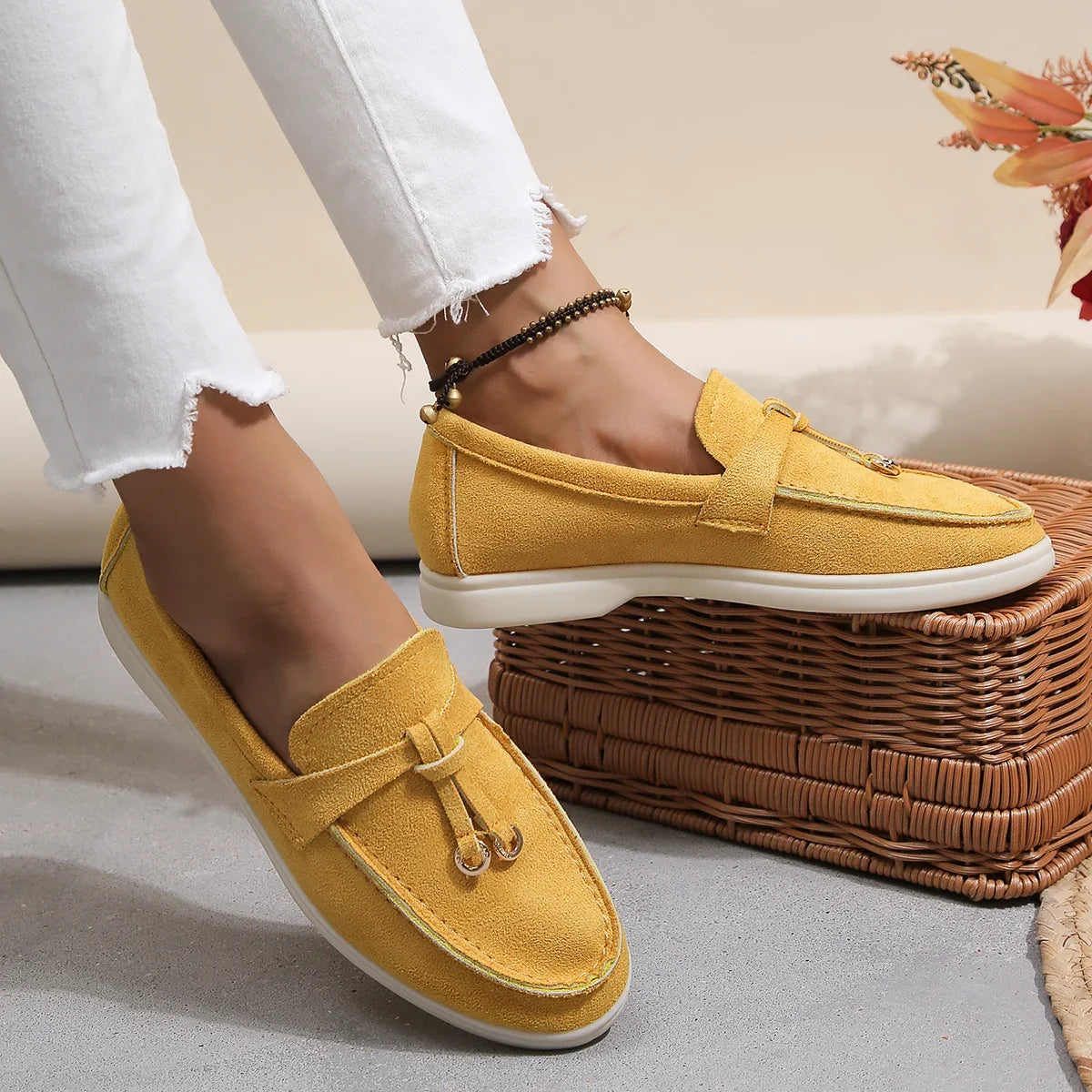 Mocassins en coton à enfiler pour femmes – Ballerines légères et décontractées pour le quotidien