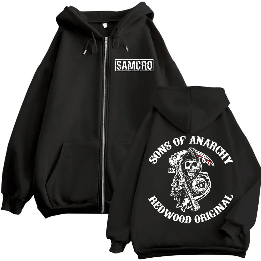 Anime Graphic Zip Hoodie – Oversized Fleece Streetwear for Men & Women