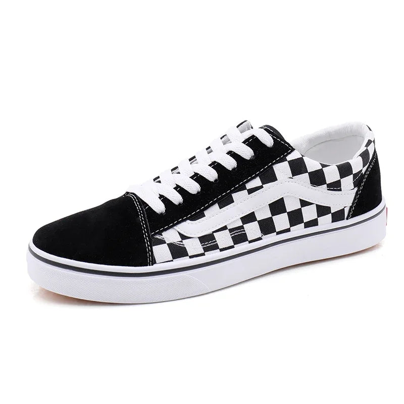 Baskets en toile à carreaux pour homme – Chaussures décontractées légères à lacets