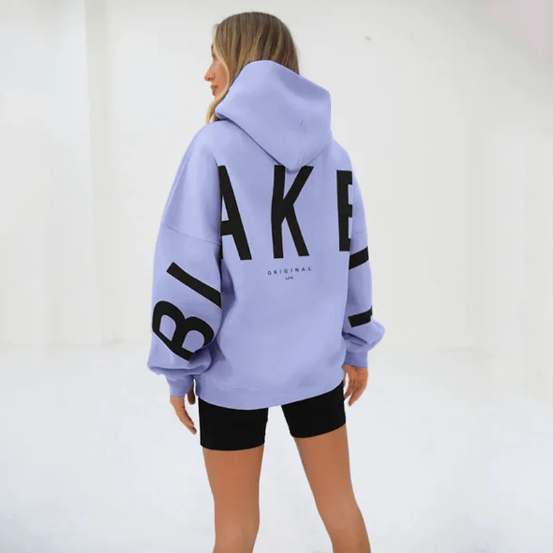 Sweat-shirt à capuche décontracté imprimé pour femme – Coupe ample automne-hiver