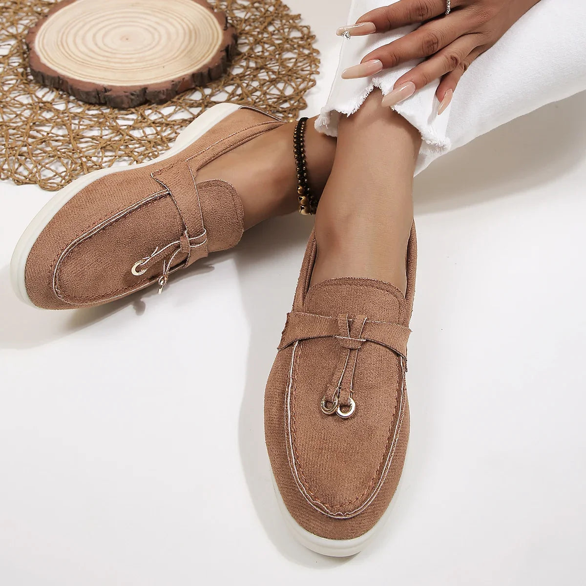 Mocassins en coton à enfiler pour femmes – Ballerines légères et décontractées pour le quotidien