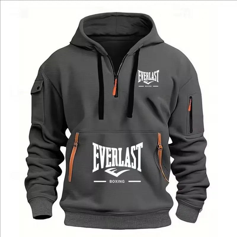 Sweat à capuche zippé en molleton imprimé pour homme – Décontracté, style streetwear, pour le printemps et l'automne
