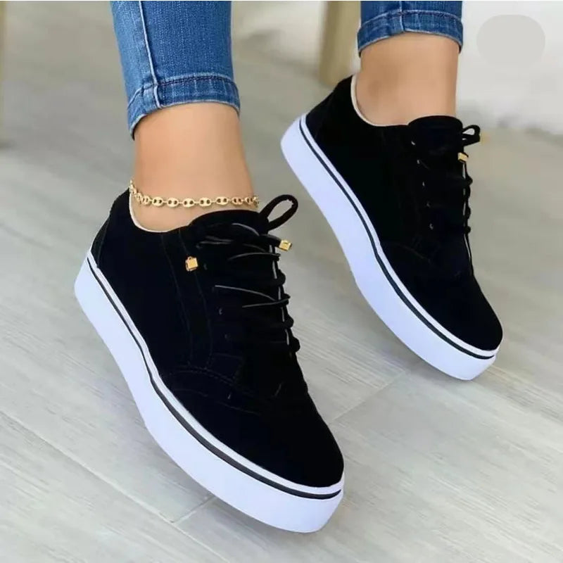 Baskets basses vulcanisées Loom & Soul pour femme – Chaussures plates décontractées et polyvalentes