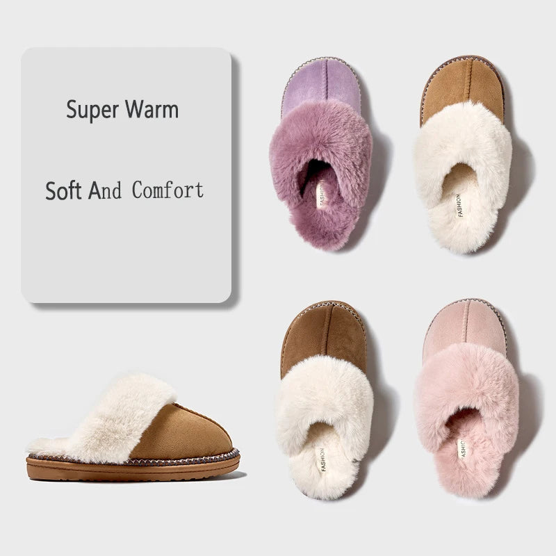 Chaussons d'hiver douillets Smile Popcorn™ – Claquettes d'intérieur chaudes en fausse fourrure pour femmes