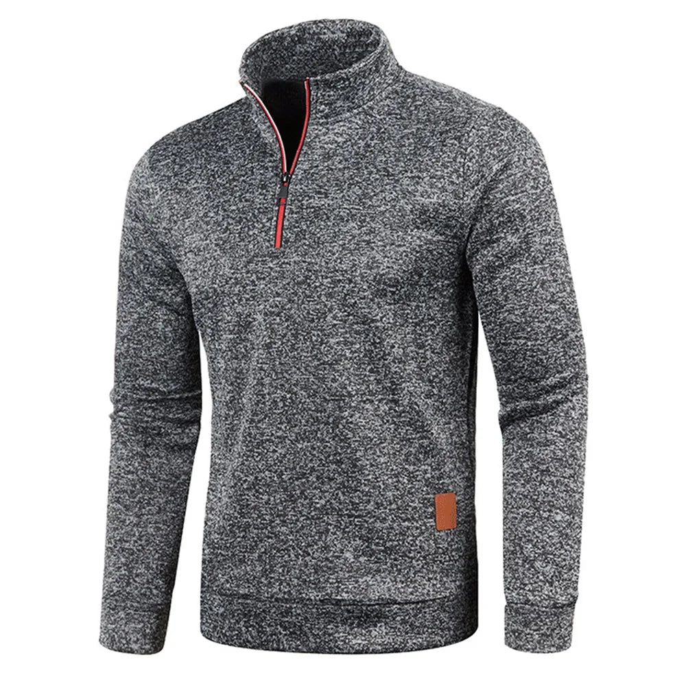 WHWR Men’s Long Turtleneck Zip Pullover Hoodie – Casual Spring & Autumn Sweatshirt