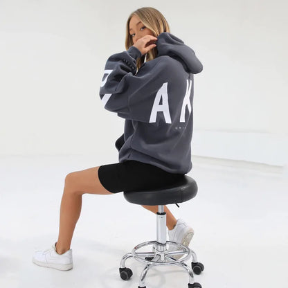 Sweat-shirt à capuche décontracté imprimé pour femme – Coupe ample automne-hiver