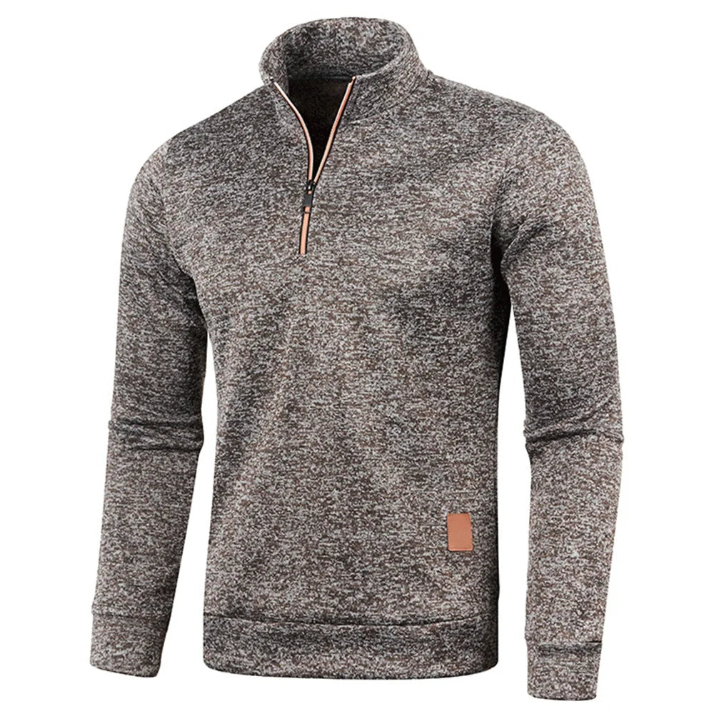 WHWR Men’s Long Turtleneck Zip Pullover Hoodie – Casual Spring & Autumn Sweatshirt