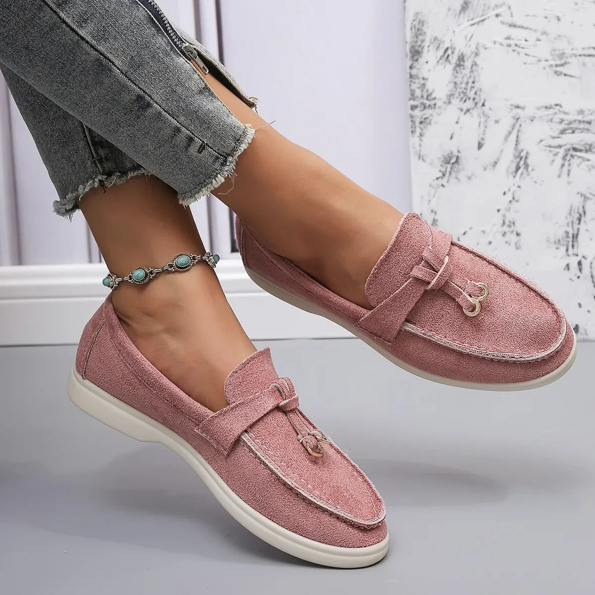 Mocassins en coton à enfiler pour femmes – Ballerines légères et décontractées pour le quotidien