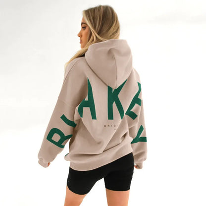 Sweat-shirt à capuche décontracté imprimé pour femme – Coupe ample automne-hiver