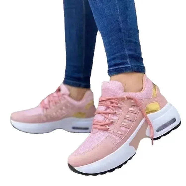 RanLinli™ Mixed-Color Canvas Sneakers – Lace-Up Casual Flats for Women
