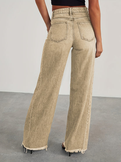 Jean taille haute ample pour femme – Denim décontracté extensible