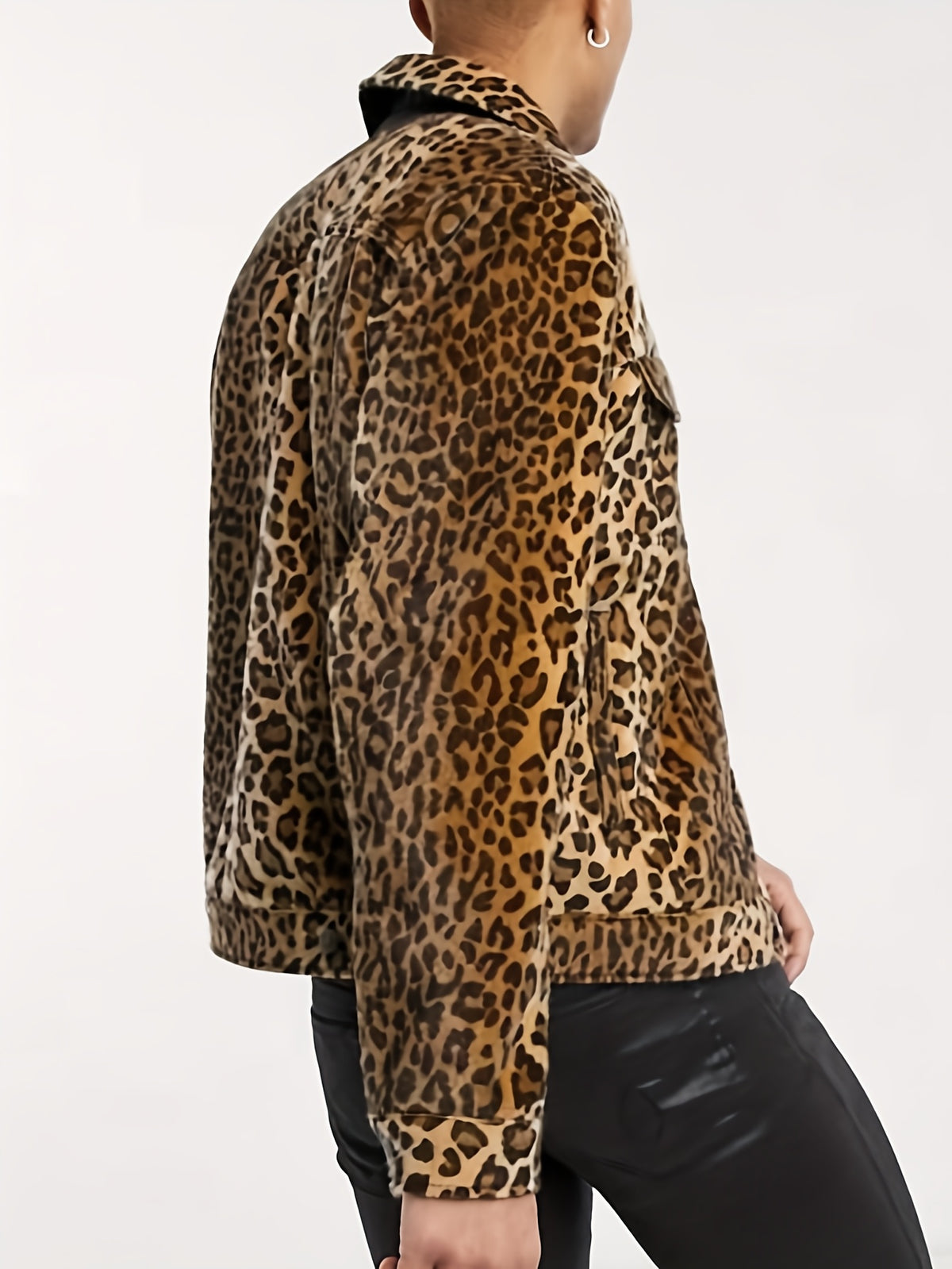 Leopard Statement Denim Jacket – Oversized Luxe Workwear