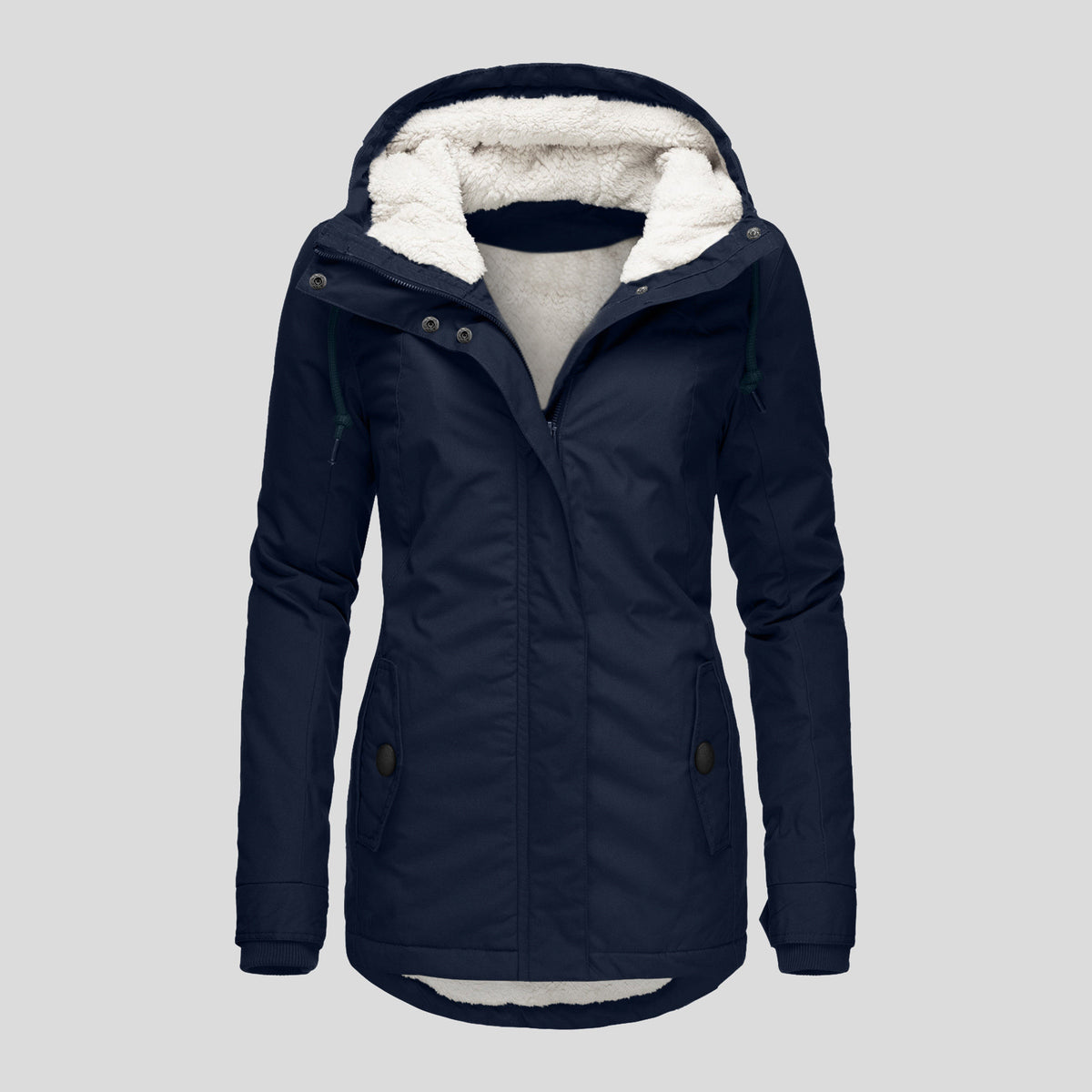 Loom & Soul™ Veste polaire à capuche confortable – Manteau d'hiver chaud zippé pour femme avec poches et doublure en fausse fourrure