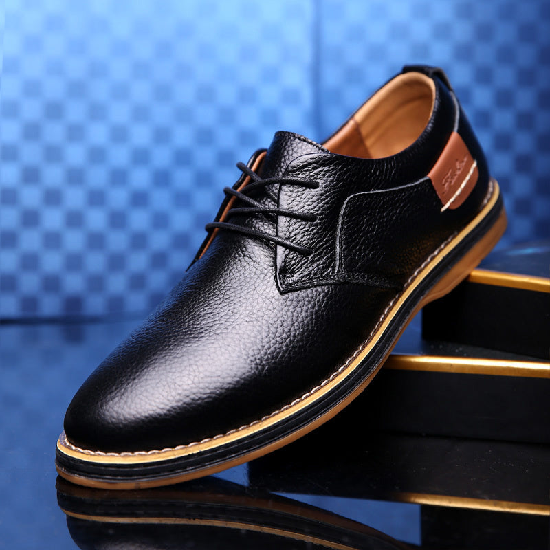 Loom & Soul™ – Chaussures Richelieu décontractées en cuir pour homme – Chaussures d'affaires basses de style britannique avec confort respirant et semelle en caoutchouc