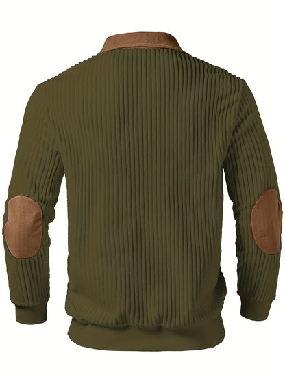 Men’s Full-Zip Winter Sweater – Thick Knit Stand Collar Pullover