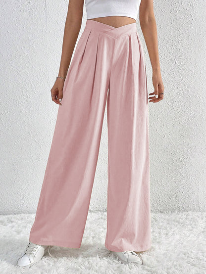 Loom & Soul™ Pleated Wide-Leg Pants – Women’s Solid Color Loose Trousers for Effortless Summer Style