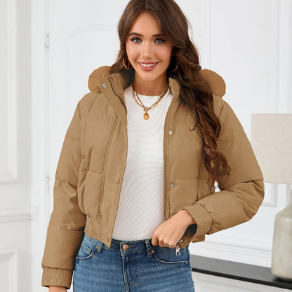 Loom & Soul™ Women’s Cotton-Padded Winter Jacket – Elegant Thick Warm Coat in Khaki, Black, or White