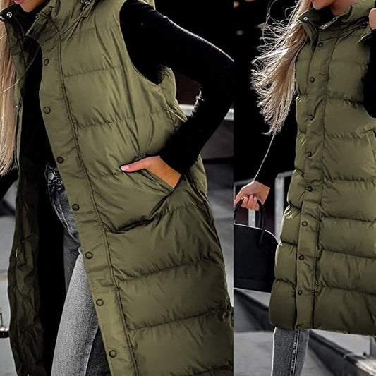 Loom & Soul™ Women’s Mid-Length Vest Jacket – Slim Fit Streetwear Zipper Coat in Vibrant Colors