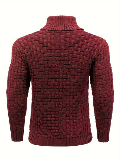 Pull en tricot gaufré pour homme – Grande élasticité avec col à revers