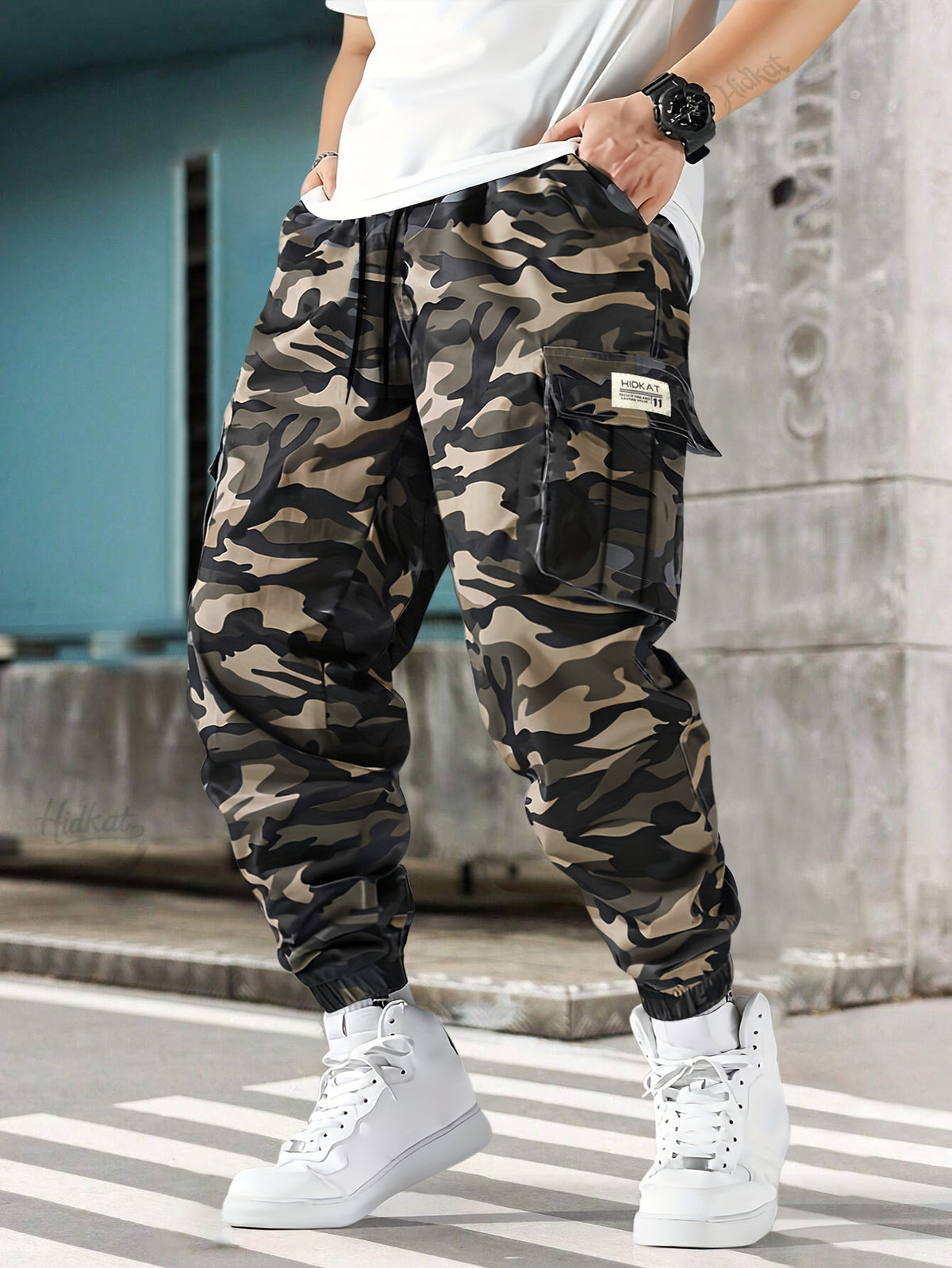 Men’s Camouflage Cargo Pants – Tactical Camo Jogger Hiking Trousers