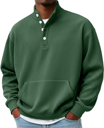 Men’s Solid Color Turtleneck Sweatshirt – Long Sleeve Casual Polo