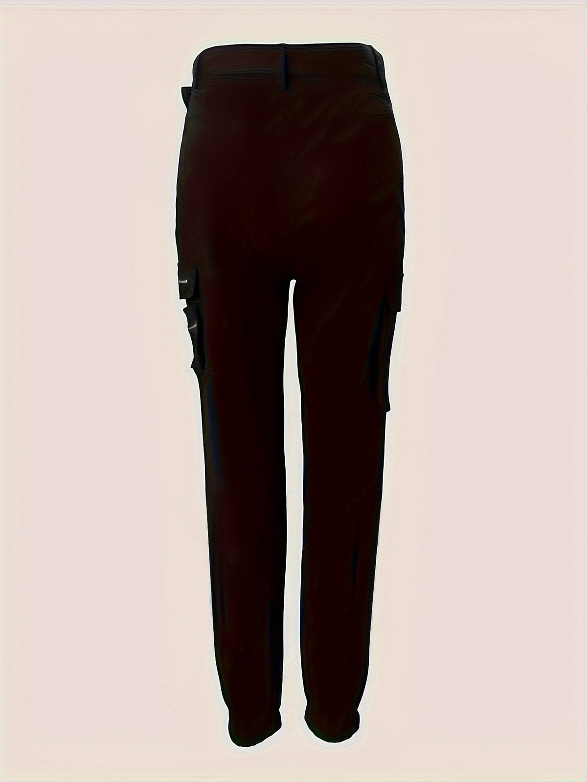 Pantalon Femme Slim Taille Haute avec Ceinture et Poches Zippées – Décontracté Été