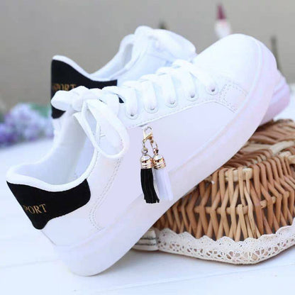 Loom & Soul™ Women’s Korean Casual Running Shoes – Summer Breathable PU Sneakers with Cross-Strap Design