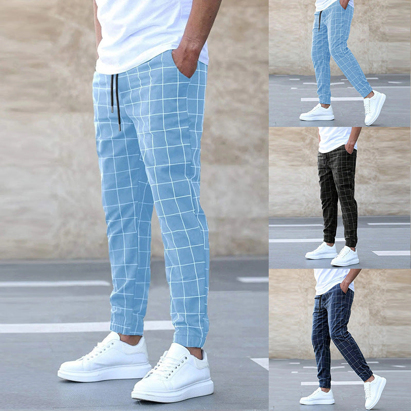 Pantalon à cordon à carreaux pour homme Loom & Soul™ – Pantalon décontracté en coton à jambe droite