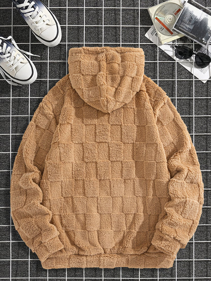 Sweat à capuche en molleton Westcoast pour homme – Pull à carreaux épais brodé