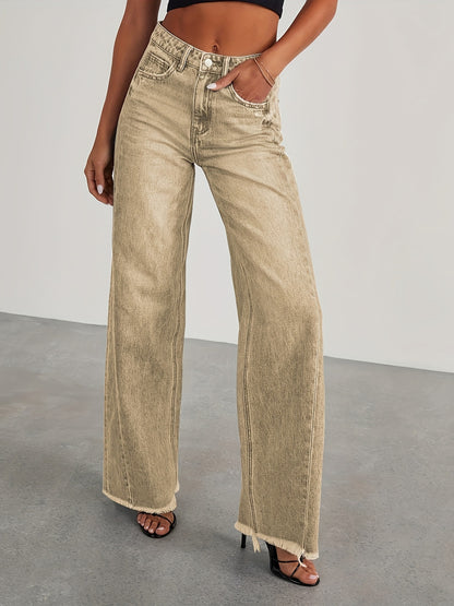 Jean taille haute ample pour femme – Denim décontracté extensible