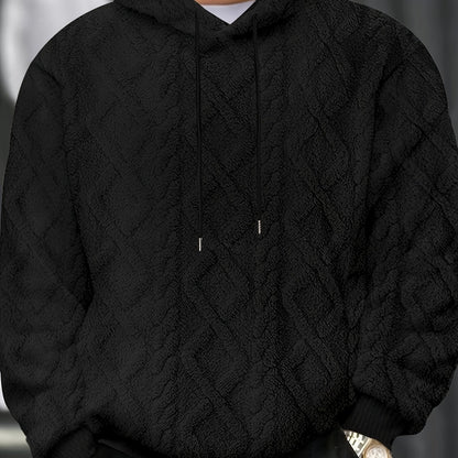 Men’s Casual Hooded Sweatshirt – Solid Color Slight Stretch Pullover