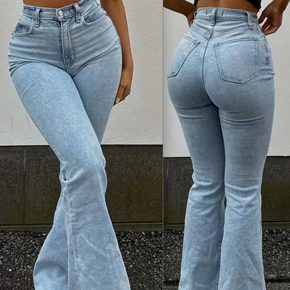 Women’s Y2K Micro Flared Jeans – High Waist Vintage Stretch Denim
