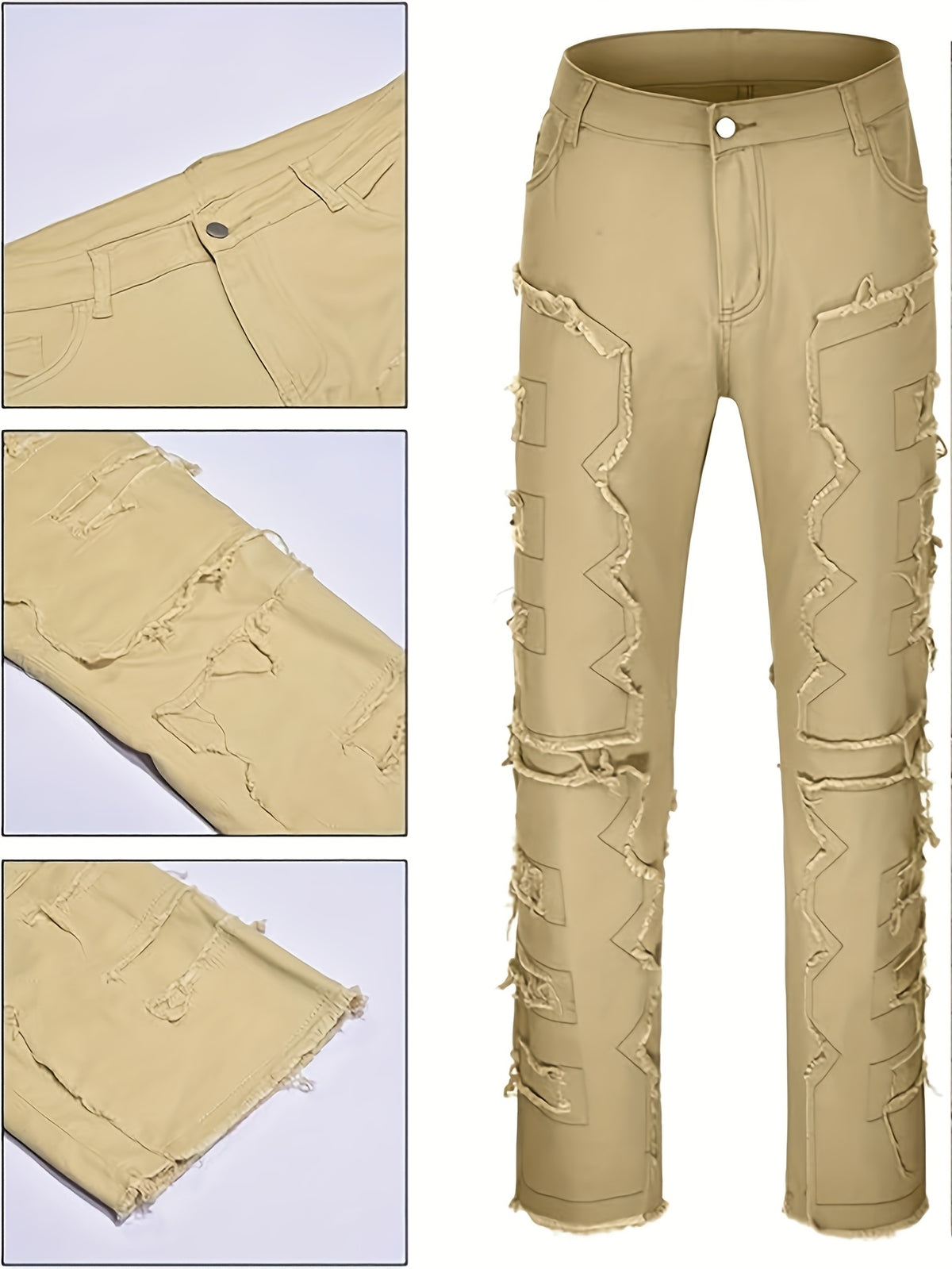 Jean slim homme vieilli – déchirures superposées et patchwork denim urbain