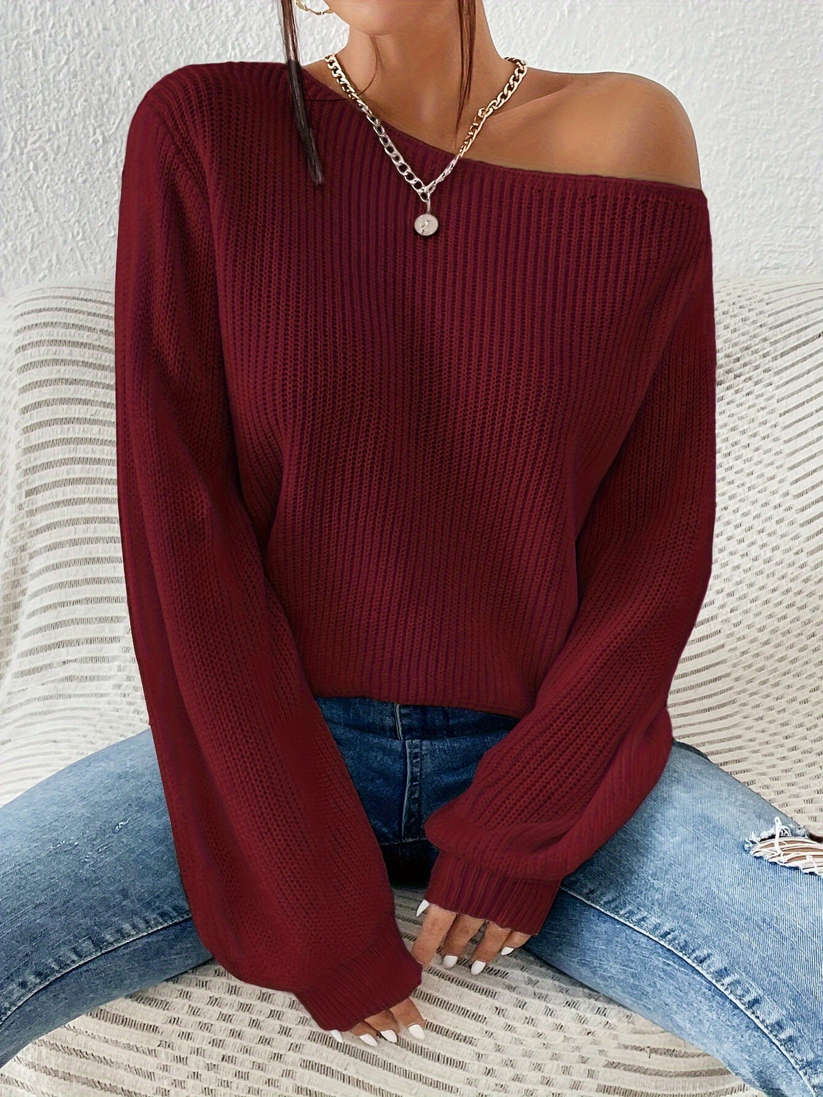 Chandail asymétrique pour femme – Pull élégant printemps/automne
