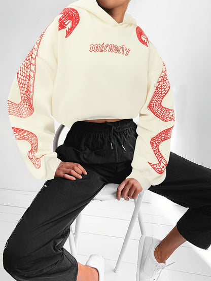 Sweat à Capuche Rouge Femme – Imprimé Phénix & Papillon Style Urbain
